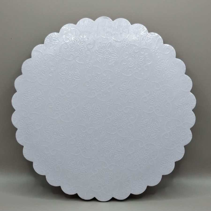 Fluted Board - 8 inch Round White - Cake Decor & Baking Supplies